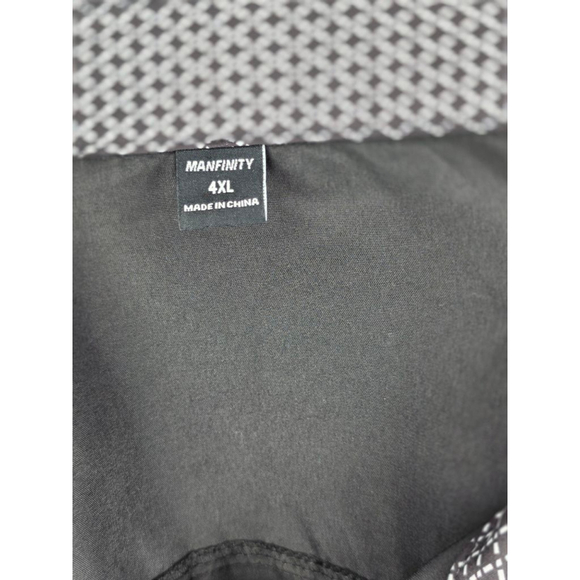 Men's MANFINITY Casual Button Down Shirt 4XL Black with Gray Accents - Picture 3 of 5